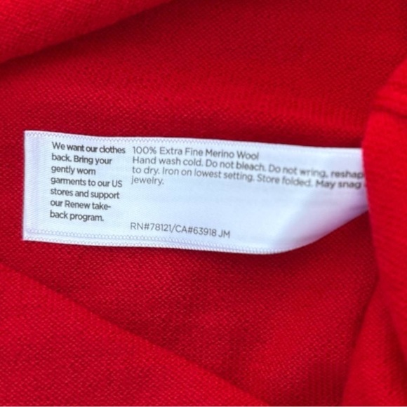 Eileen Fisher Sweater Women Red Extra Fine Merino Wool Size L Long Sleeve NWT - Picture 6 of 6